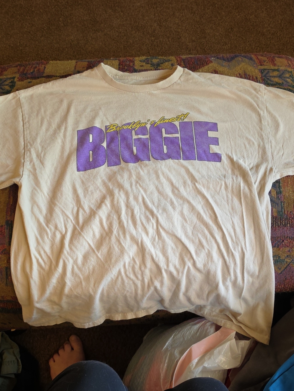Biggie Graphic Teen T-Shirt in White and Purple